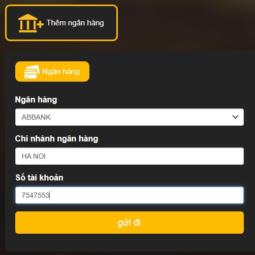 Điền thông tin cần thiết để thực hiện rút tiền 789win